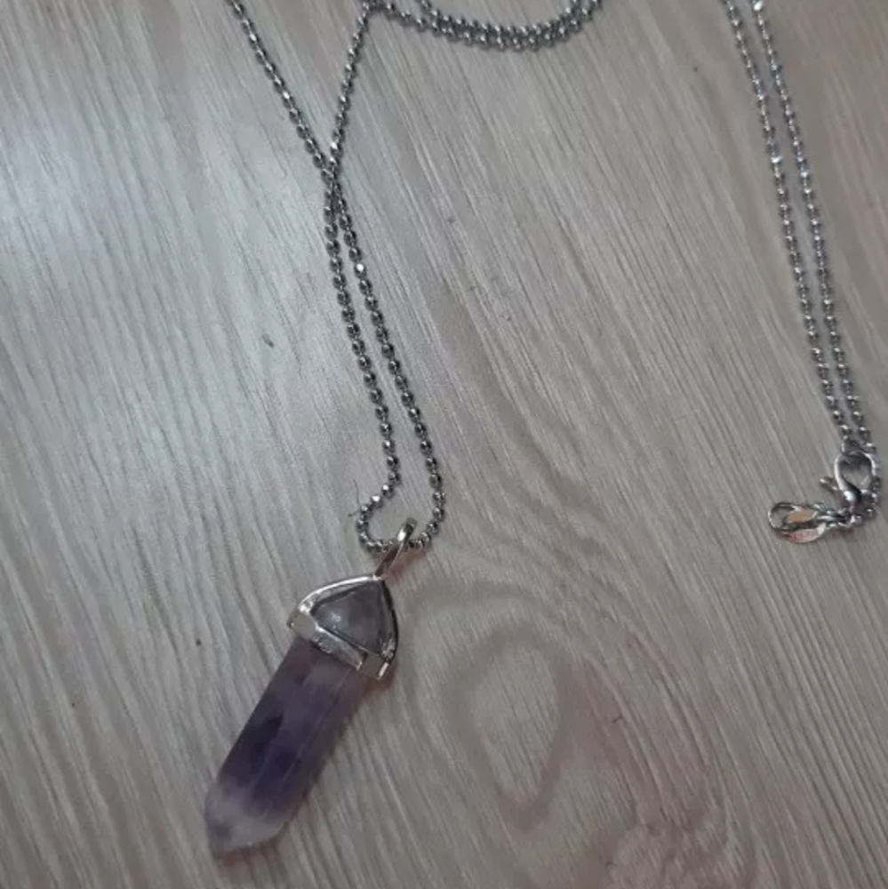 Natural Amethyst Crystal Pendant Healing Quartz Stone Point Necklace - Picture 12 of 16